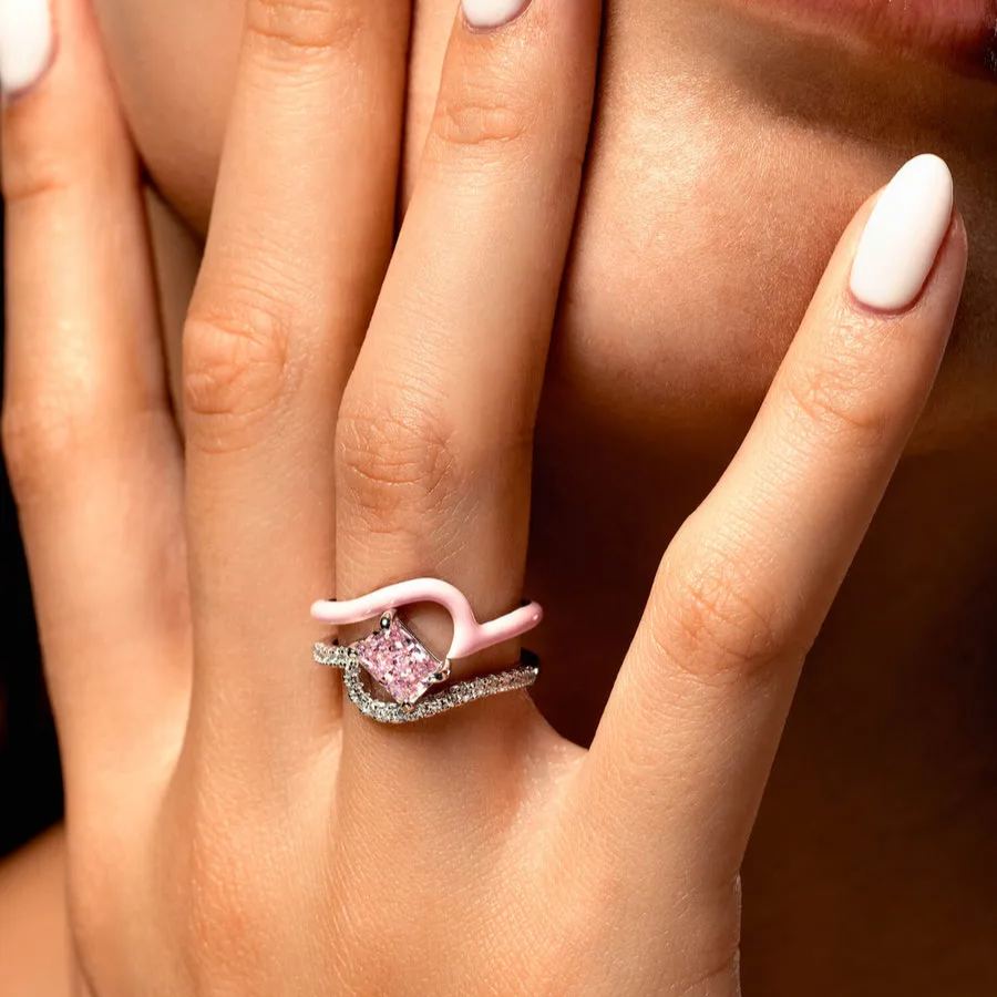 925 Sterling Silver Pavé Vagues Ring