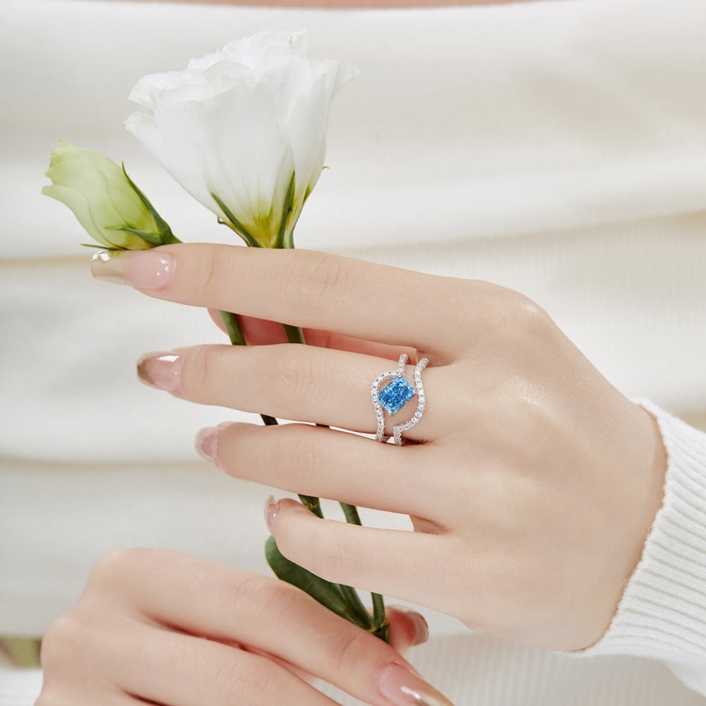 925 Sterling Silver Pavé Vagues Ring