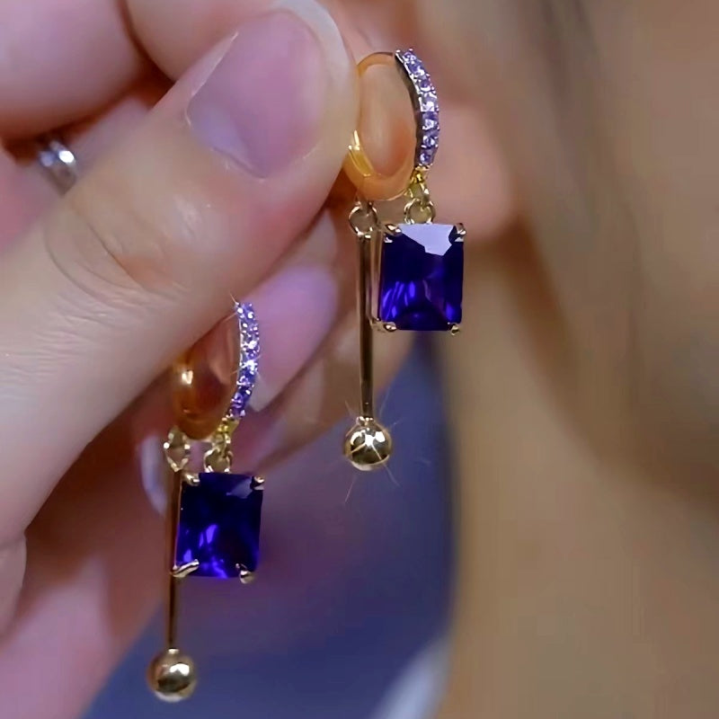 14K Gold-Plated Luxury Crystal Square Earrings
