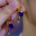 14K Gold-Plated Luxury Crystal Square Earrings