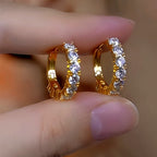 14K Gold-Plated Elegant Zircon Diamond Hoop Earrings