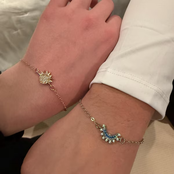 For Bonus Daughter - Hearts Are Linked Moon And Star Bracelet