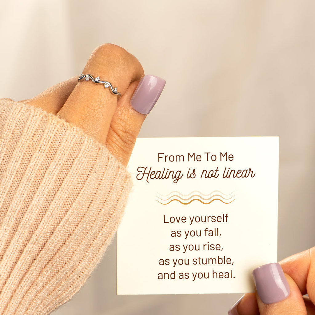 925 Sterling Silver Healing Is Not Linear Self Love Highs And Lows Wave Ring