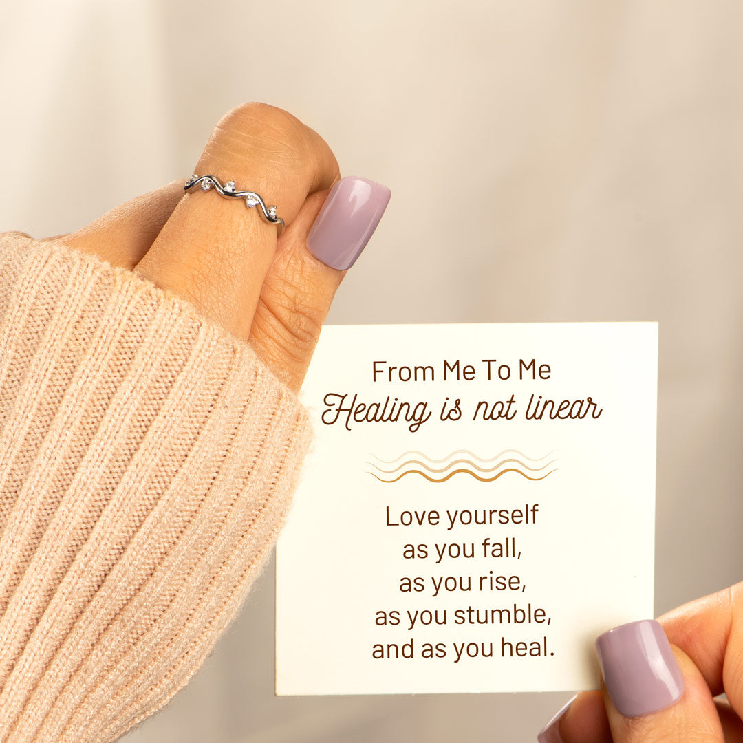 925 Sterling Silver Healing Is Not Linear Self Love Highs And Lows Wave Ring