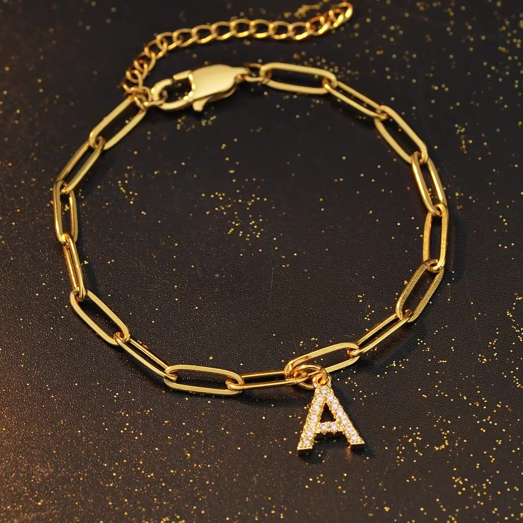 Minimalist Personalized Diamond Letter Bracelet