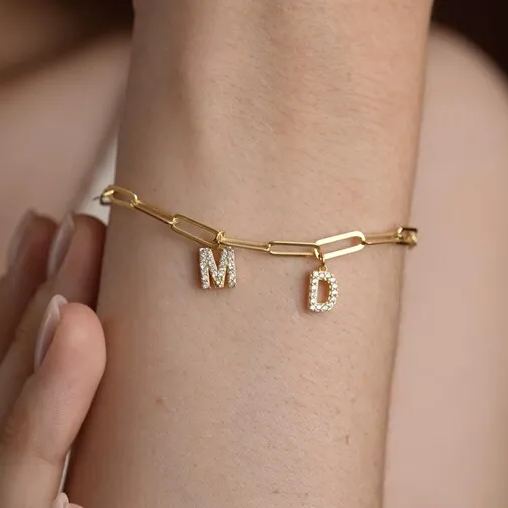 Minimalist Personalized Diamond Letter Bracelet
