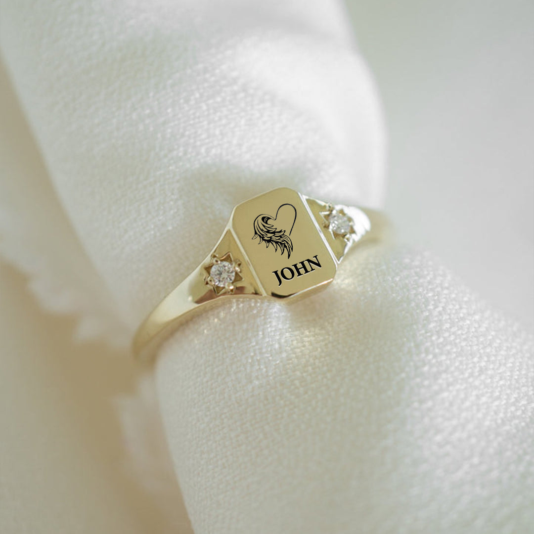 I’m A Mother To A Son With Wings Name Personalized Ring