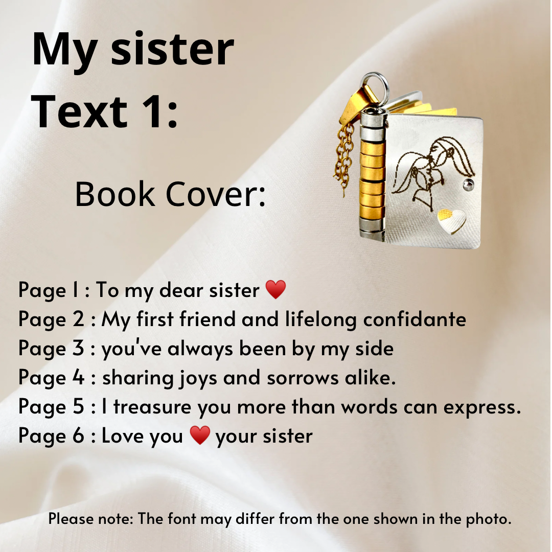 For Sisters- I Love You Sister Book Necklace