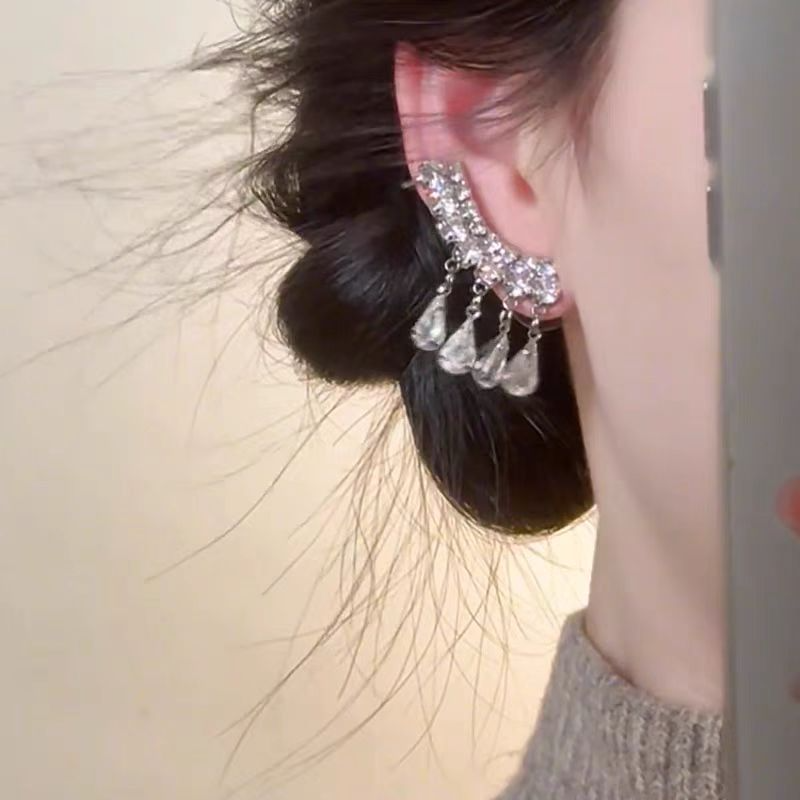 French Drop Crystal Tassel Earrings