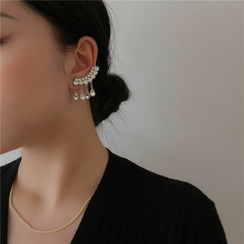 French Drop Crystal Tassel Earrings