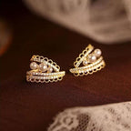 Vintage Pearl Zircon Lace Earrings