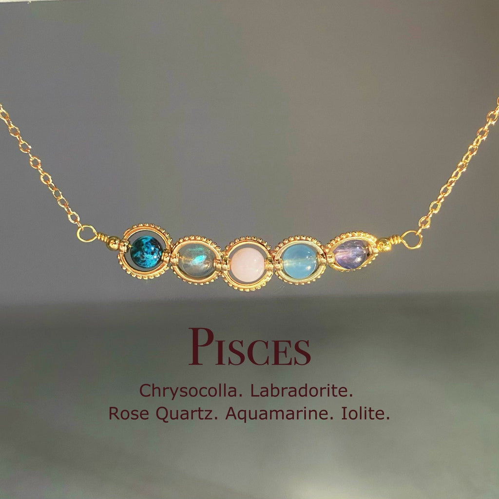 Natural Birthstone Zodiac Necklace - Personalized Astrology Pendant & Gift