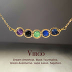 Natural Birthstone Zodiac Necklace - Personalized Astrology Pendant & Gift