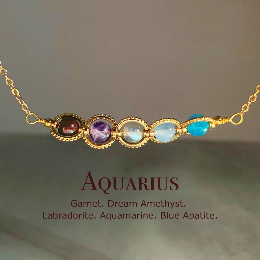 Natural Birthstone Zodiac Necklace - Personalized Astrology Pendant & Gift