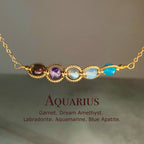 Natural Birthstone Zodiac Necklace - Personalized Astrology Pendant & Gift