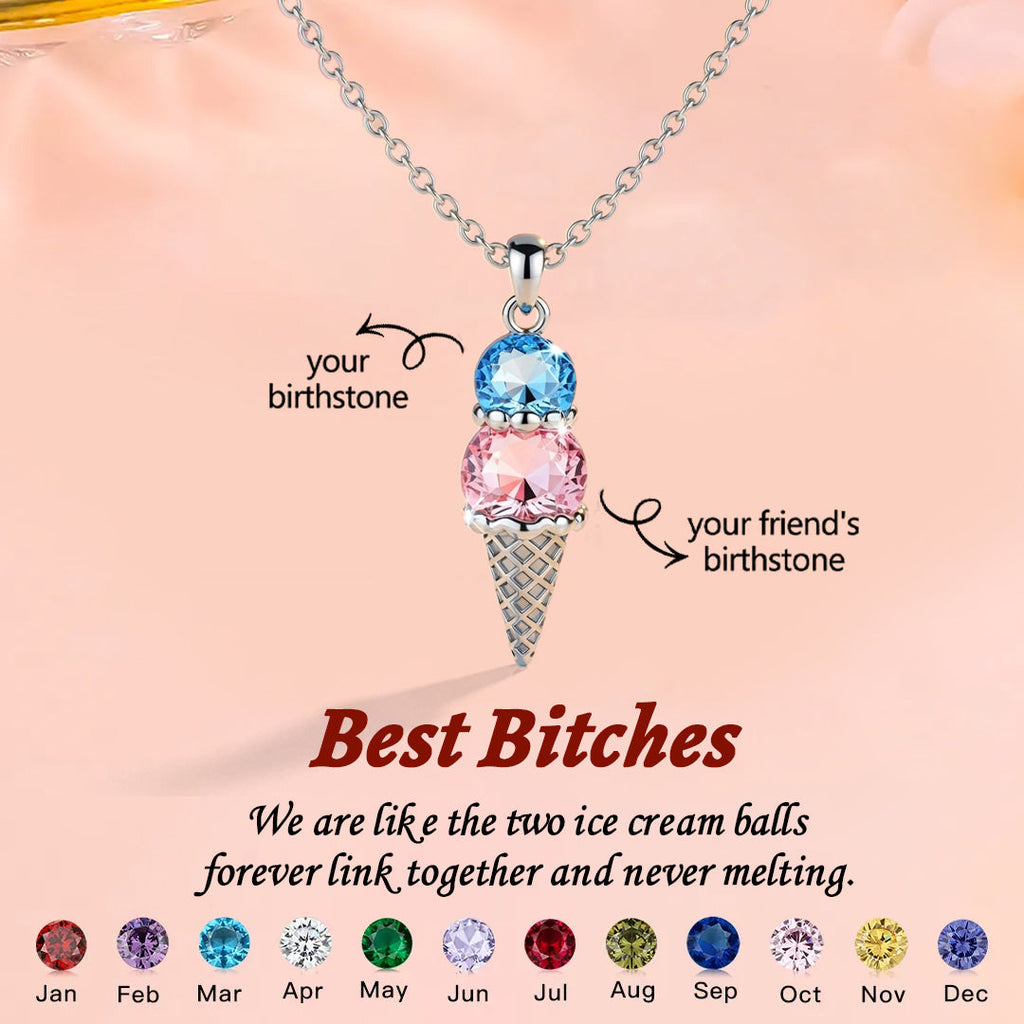 For Friend- Custom Sweet Ice Cream Birthstones Necklace