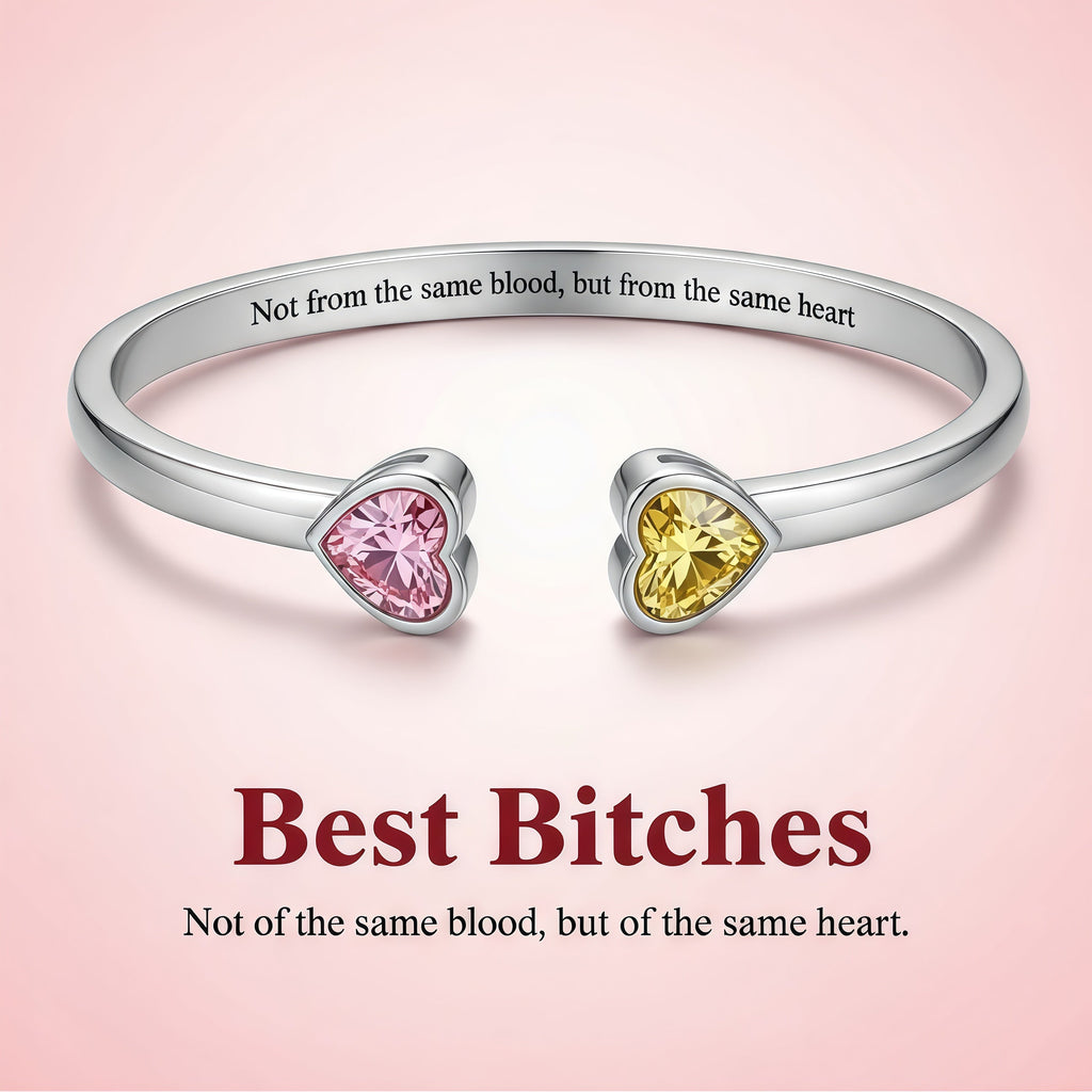 For Friend -Not Sisters By Blood But Sisters By Heart Custom Birthstones Bracelet