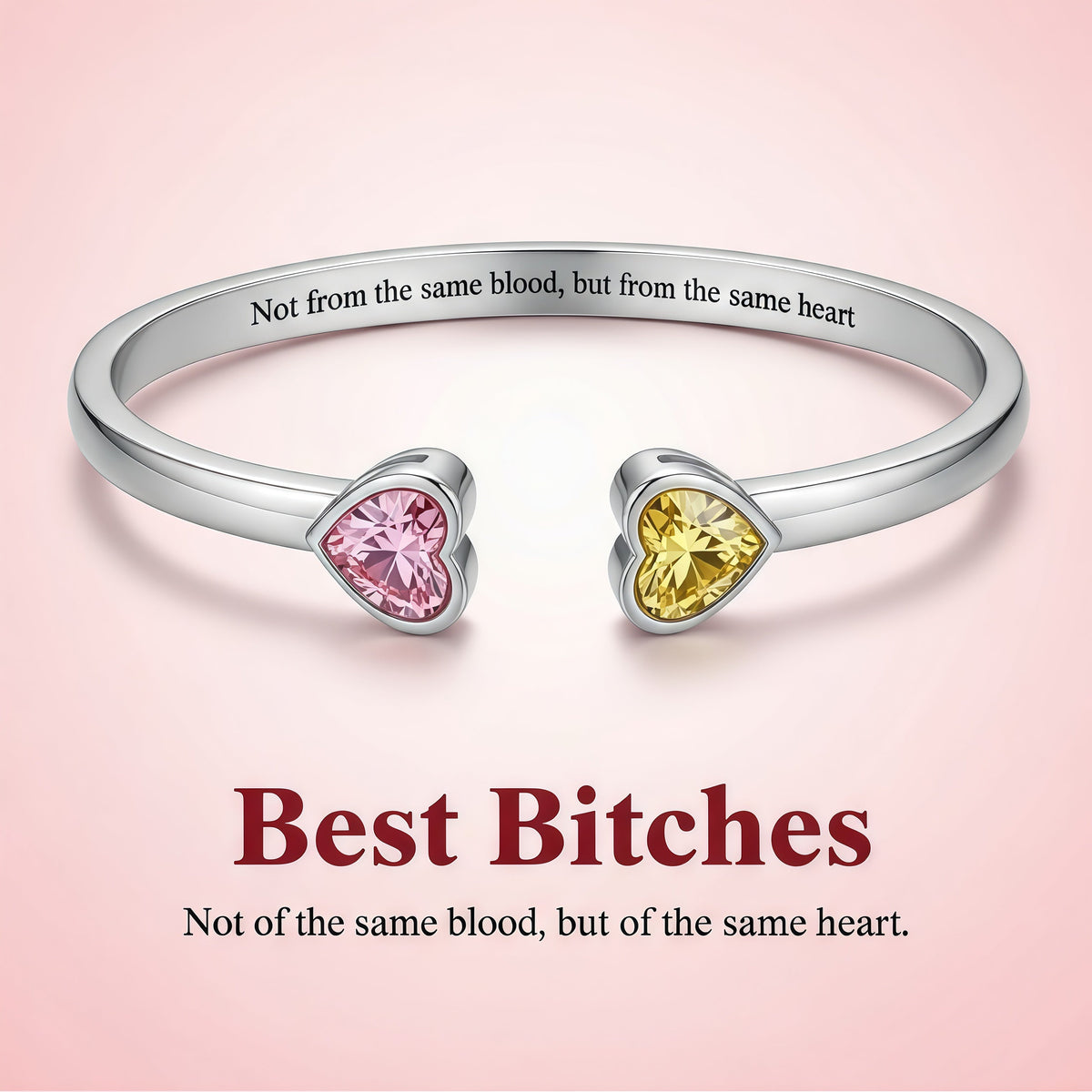 For Friend -Not Sisters By Blood But Sisters By Heart Custom Birthstones Bracelet