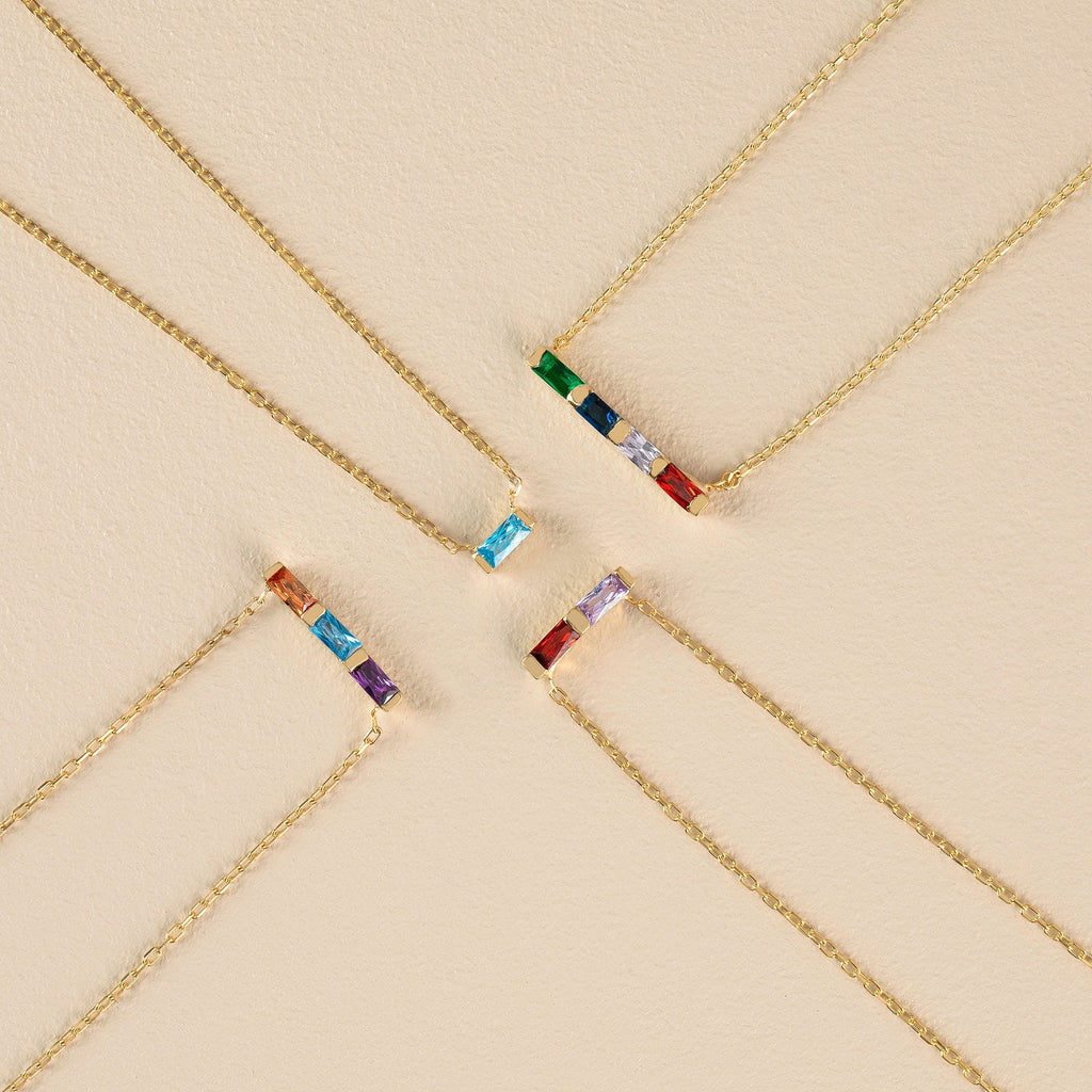 For Friend- Custom Baguette Birthstone Necklace