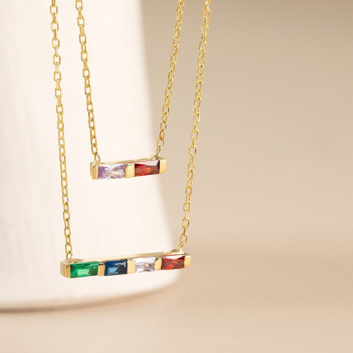 For Friend- Custom Baguette Birthstone Necklace