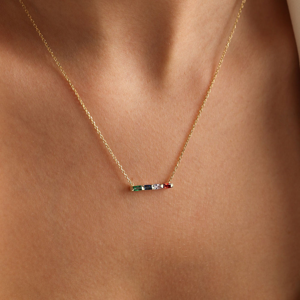 For Friend- Custom Baguette Birthstone Necklace