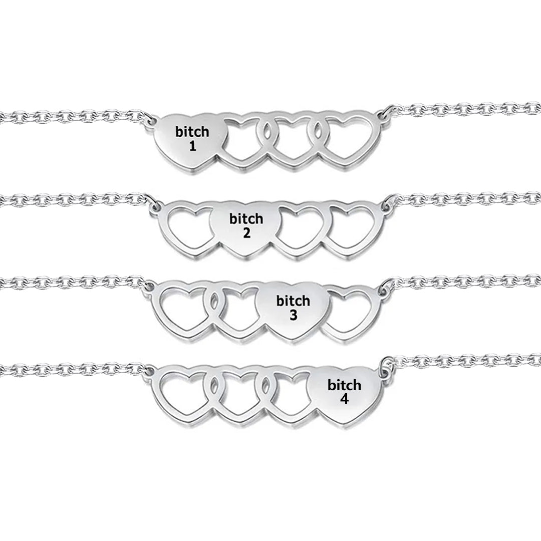 For Friend -You're My Favorite Bitch Heart Set Bracelet