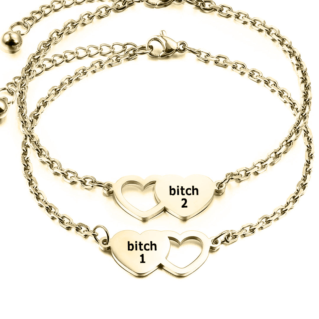 For Friend -You're My Favorite Bitch Heart Set Bracelet