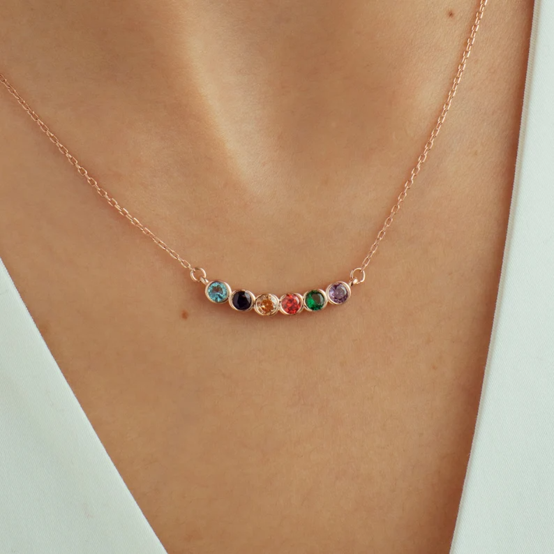 For Love- Custom Family Birthstone Elegant Necklace
