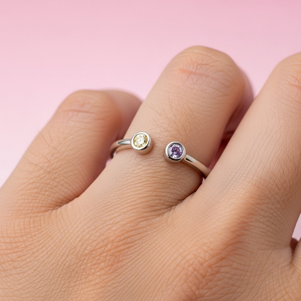 For Friend - Custom Double Birthstone Ring