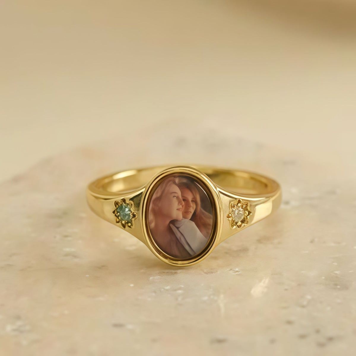 For Love-Photo Birthstone Custom Ring