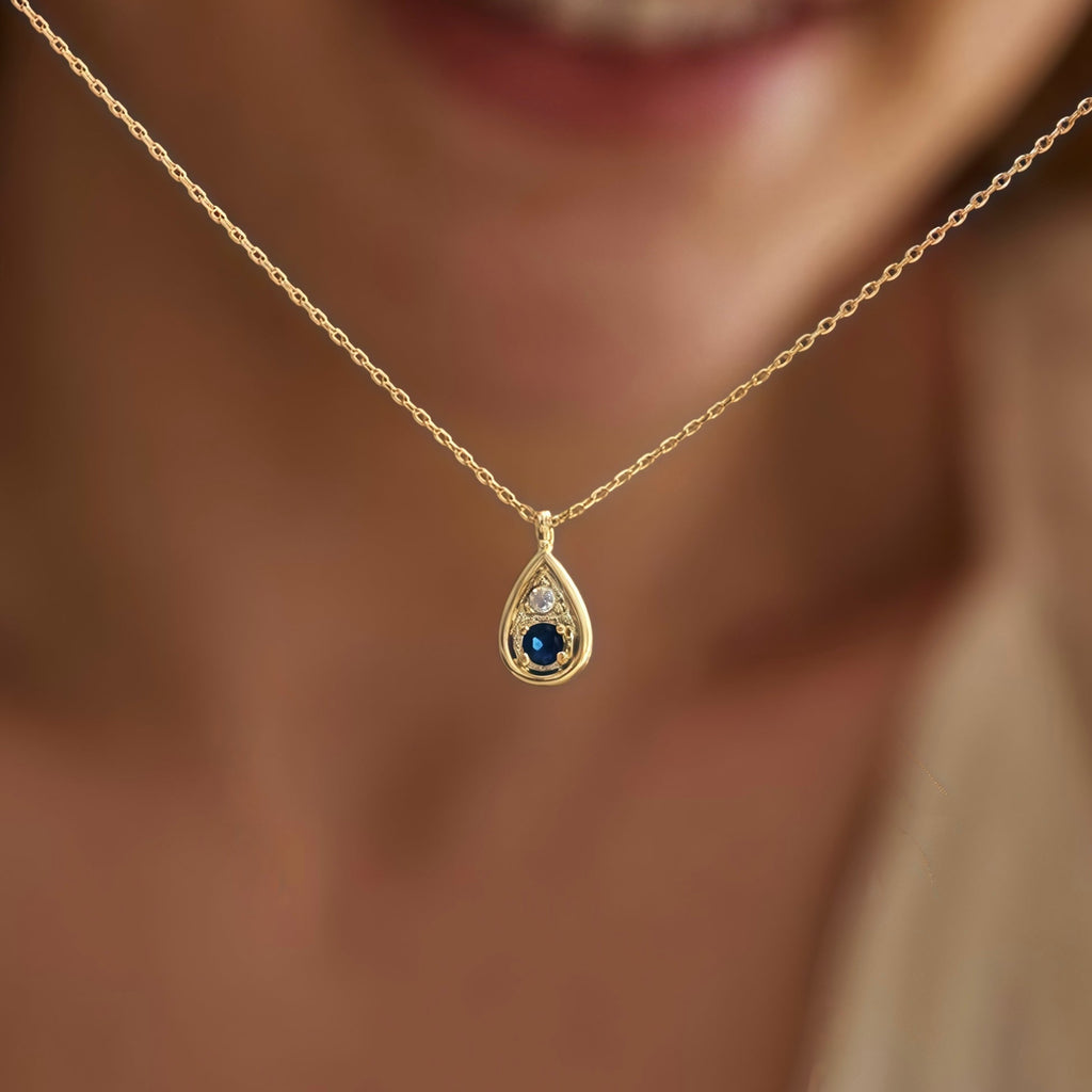 Mother And Daughter Forever Linked Together Custom Teardrop Birthstone Necklace