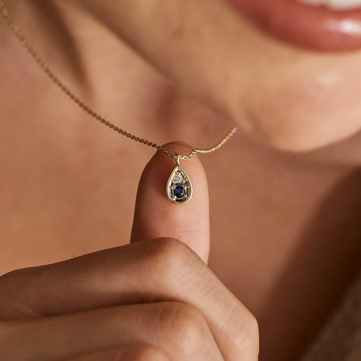 Mother And Daughter Forever Linked Together Custom Teardrop Birthstone Necklace