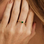For Love - Engraved Heart Birthstone Ring