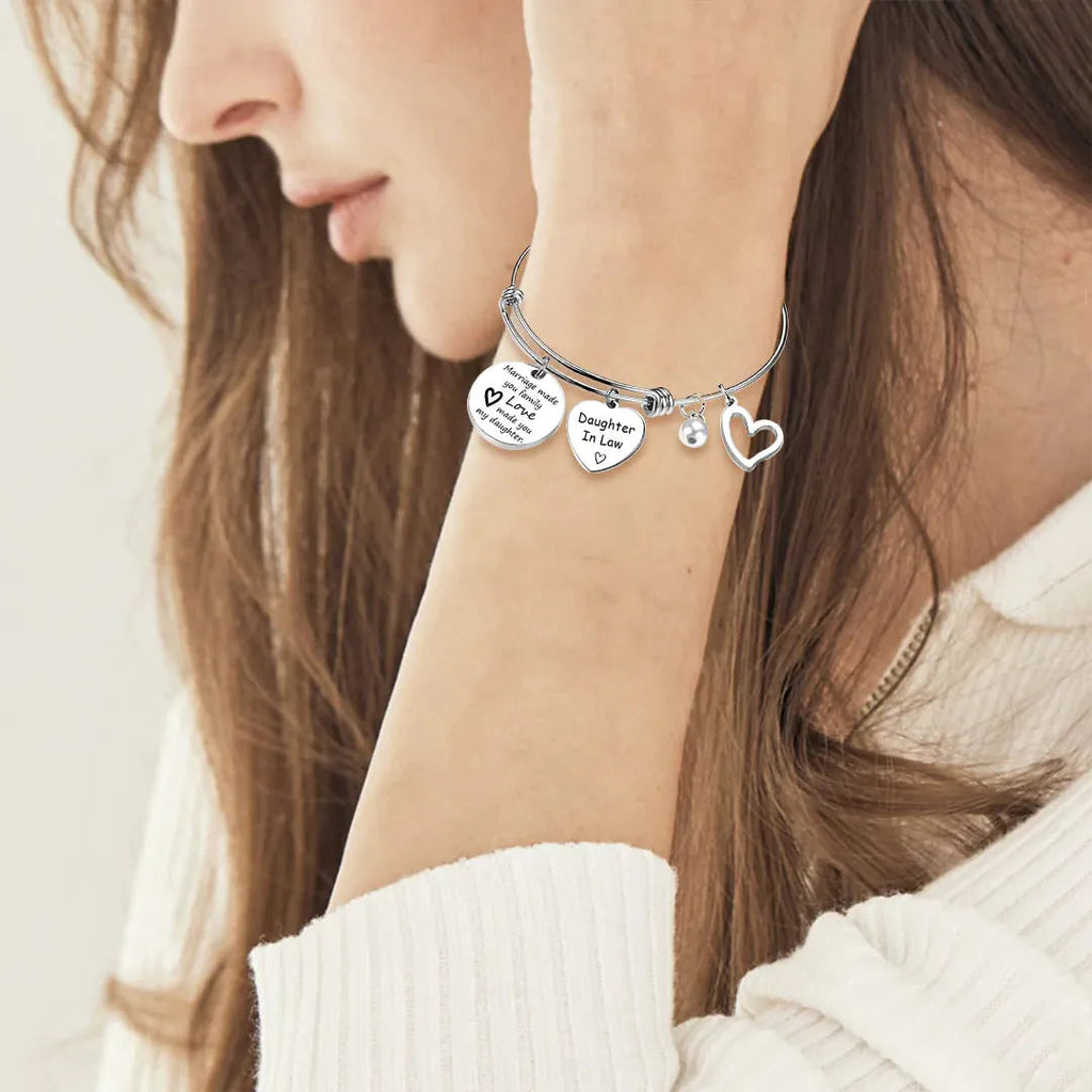 For Daughter-in-Law - Marriage Made You Family Love Made You My Daughter Bangle Bracelet
