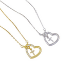 For Love- We Will Meet Again Heart Cross Necklace