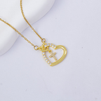 For Love- We Will Meet Again Heart Cross Necklace