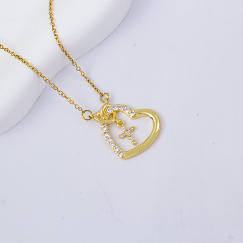For Love- We Will Meet Again Heart Cross Necklace