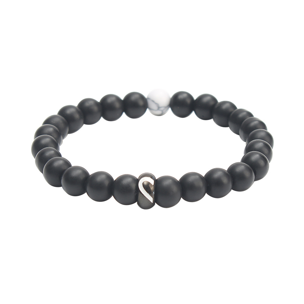 For Love - I Love You Black & White Matching Beaded Bracelet