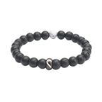 For Love - I Love You Black & White Matching Beaded Bracelet