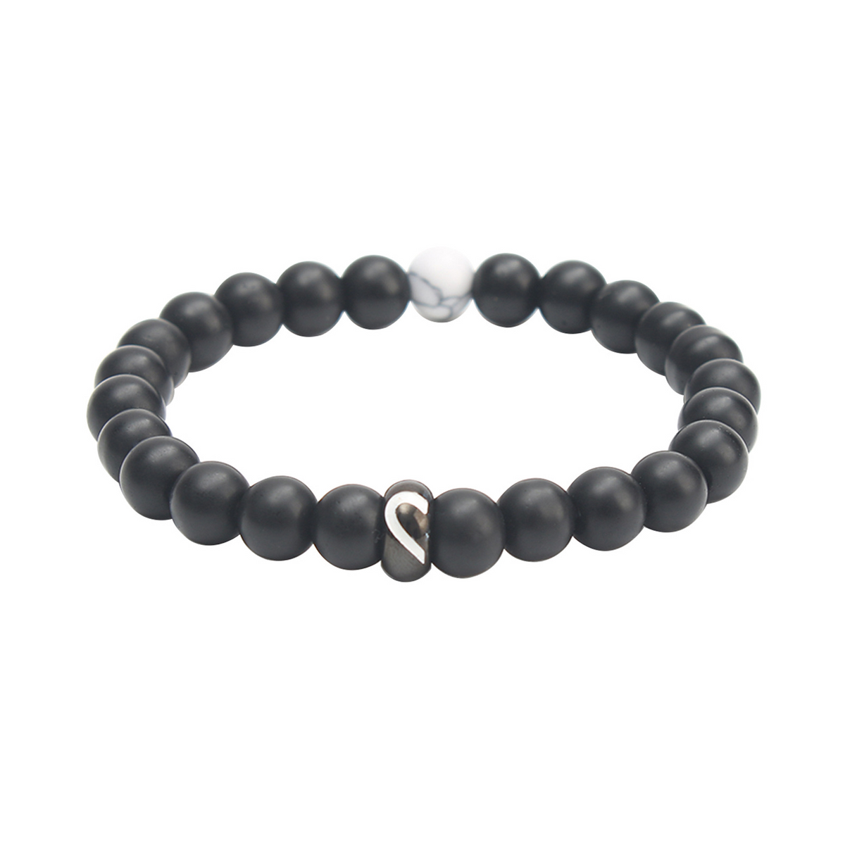 For Love - I Love You Black & White Matching Beaded Bracelet