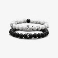 For Love - I Love You Black & White Matching Beaded Bracelet
