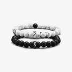 For Love - I Love You Black & White Matching Beaded Bracelet