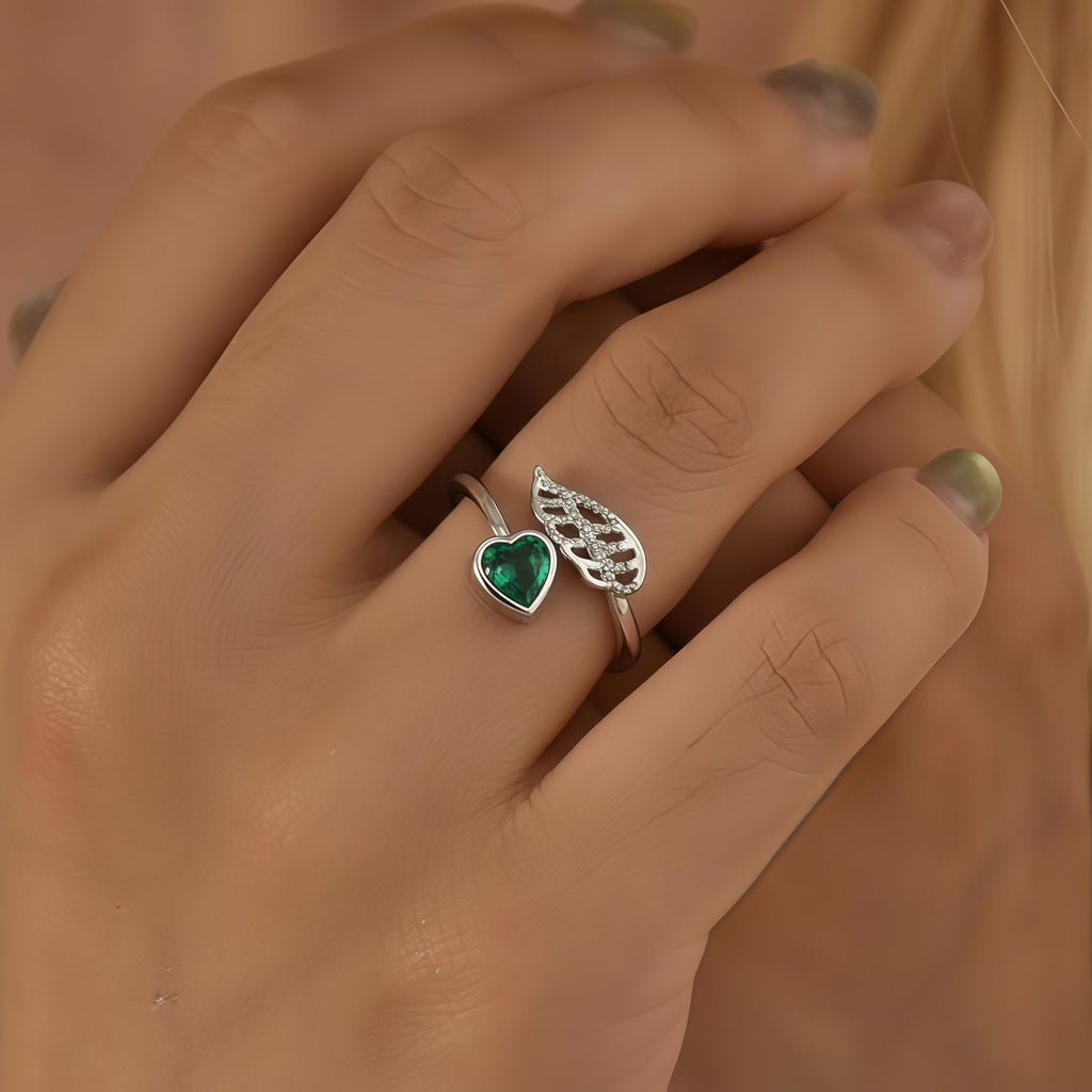 For Memorial - I'm a Wife to a Husband Custom Birthstone Wing Ring