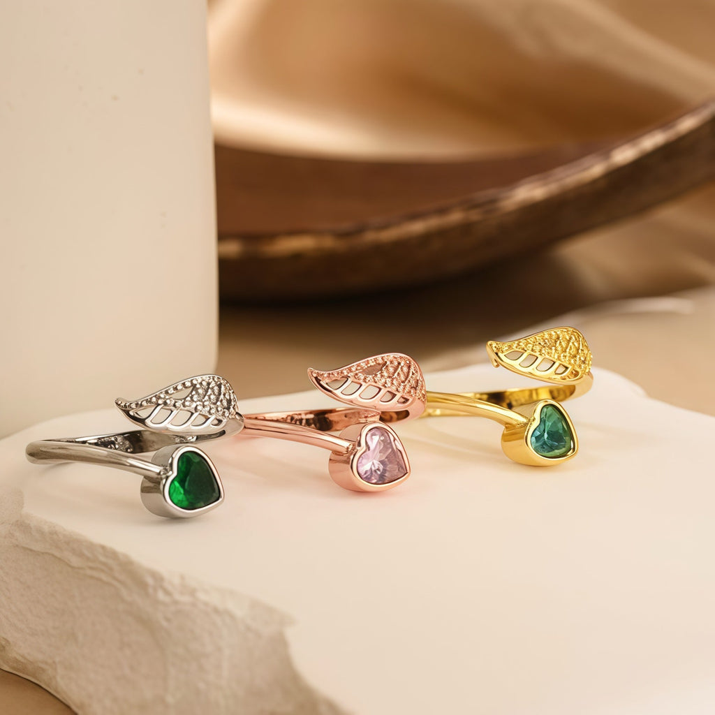 For Memorial - I'm a Wife to a Husband Custom Birthstone Wing Ring