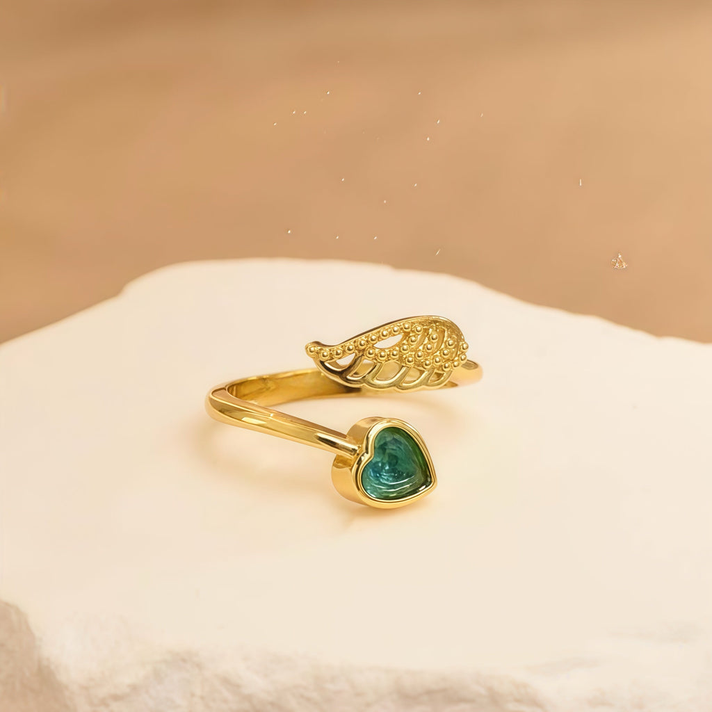 For Memorial - I'm a Wife to a Husband Custom Birthstone Wing Ring