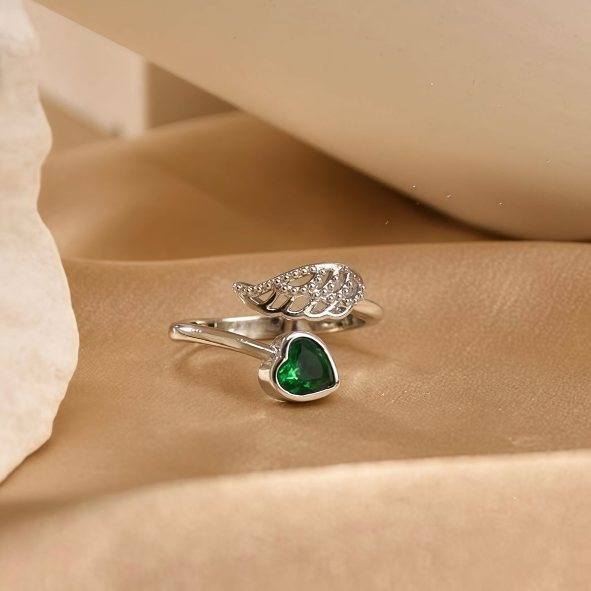For Memorial - I'm a Wife to a Husband Custom Birthstone Wing Ring