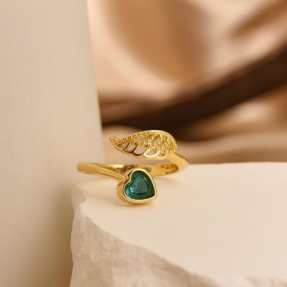 For Memorial - I'm a Wife to a Husband Custom Birthstone Wing Ring