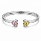 Grandmother&Granddaughter Double Heart Custom Birthstones Bracelet