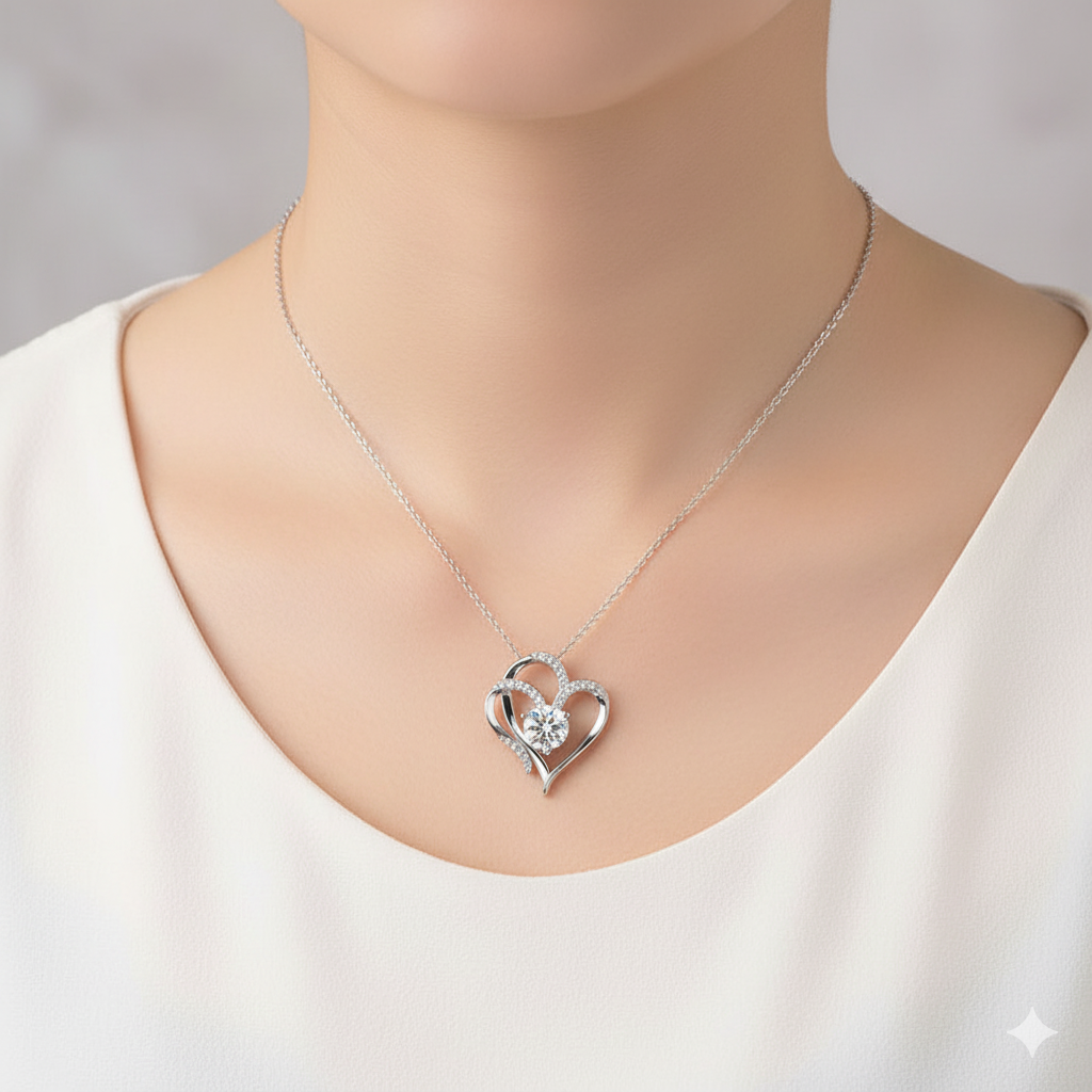 To My Granddaughter -I Always With You Double Heart Necklace
