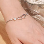 Mother And Daughter Birthstone Custom Double Heart Bracelet